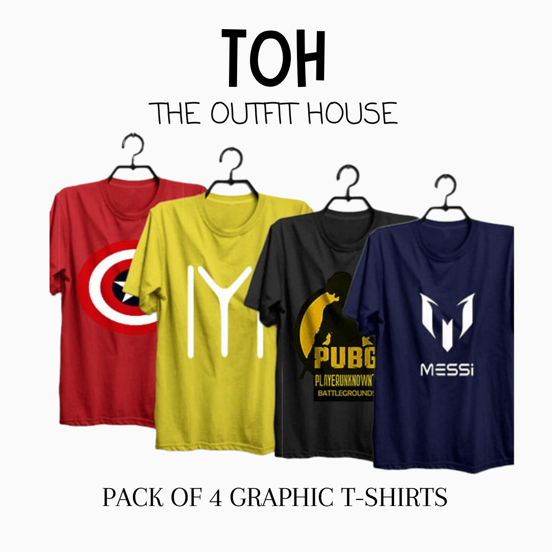 Pack of 4 Printed T-Shirts - The Outfit House Pakistan