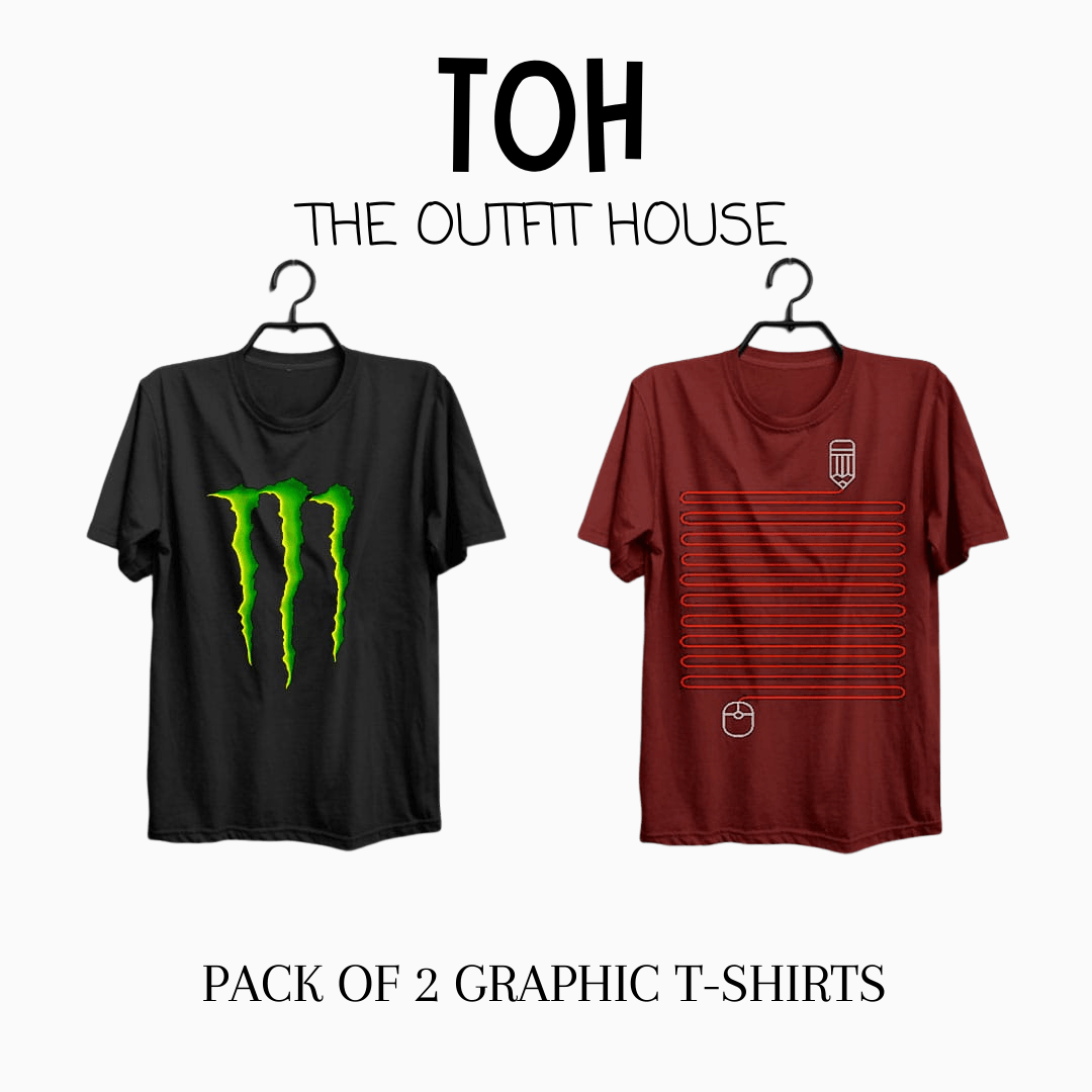Pack of 2 Printed T-Shirt - The Outfit House Pakistan