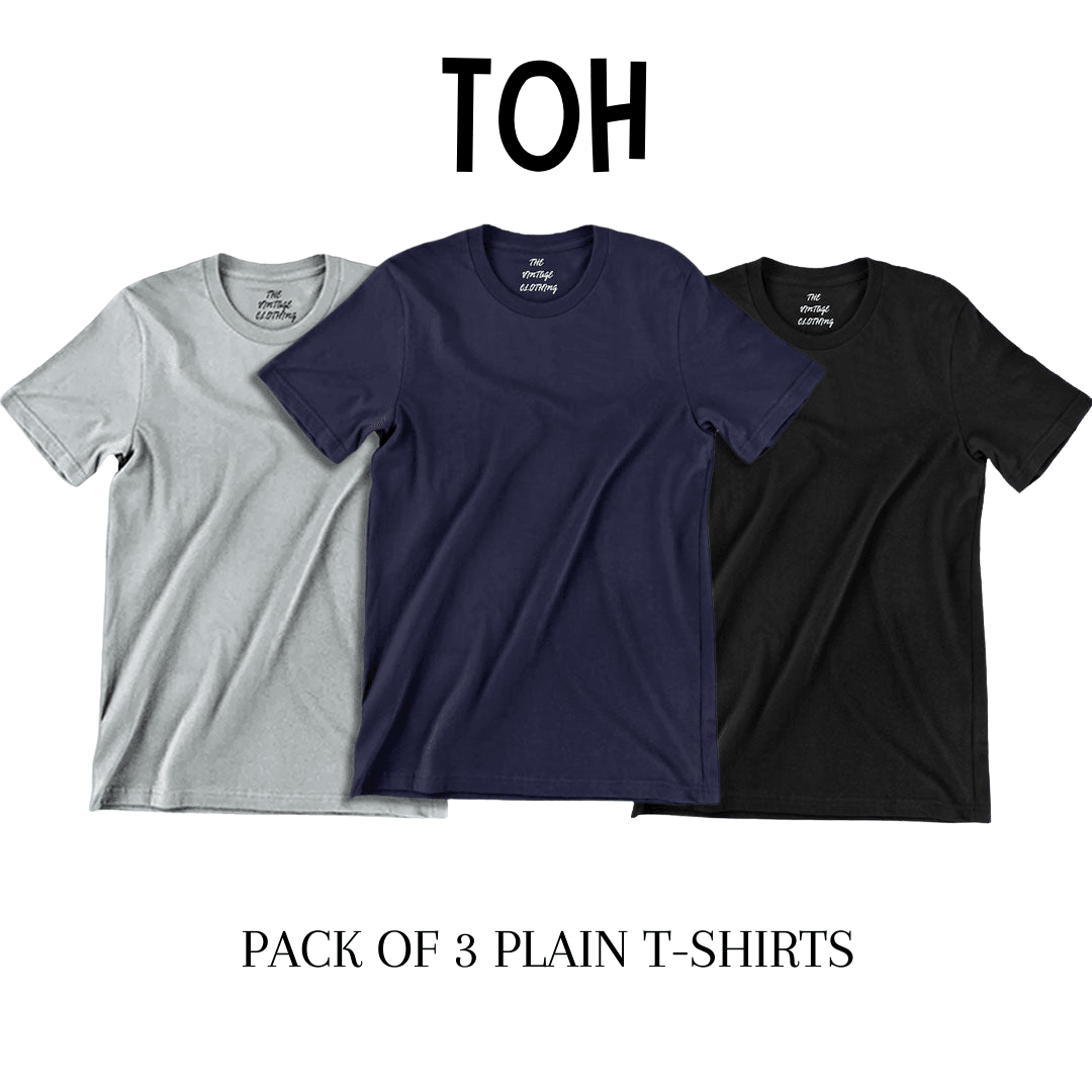 Pack of 3 plain Half sleeves T-Shirt - The Outfit House Pakistan