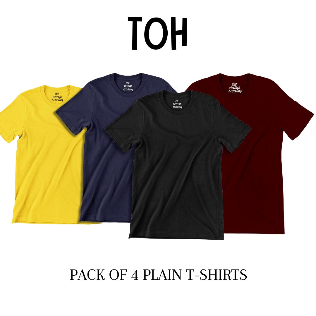 Pack of 4 plain Half sleeves T-Shirt - The Outfit House Pakistan