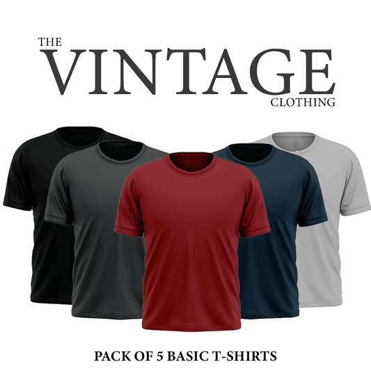 Pack of 5 round neck half sleeves T-shirts - The Outfit House Pakistan